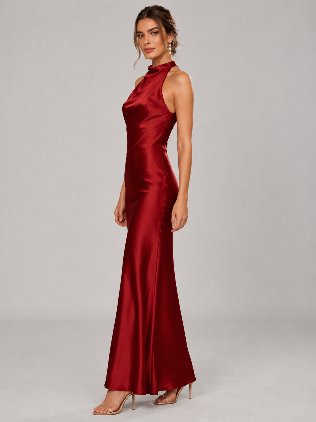Ida Satin Finish Sleeveless Empire Maxi Dress